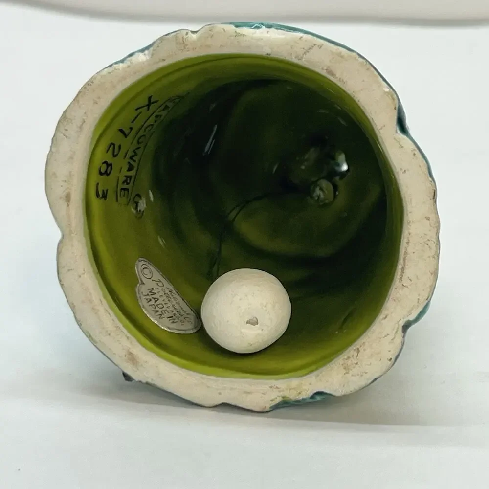 napcoware holly day ceramic green glaze bell vintage christmas 70s‎